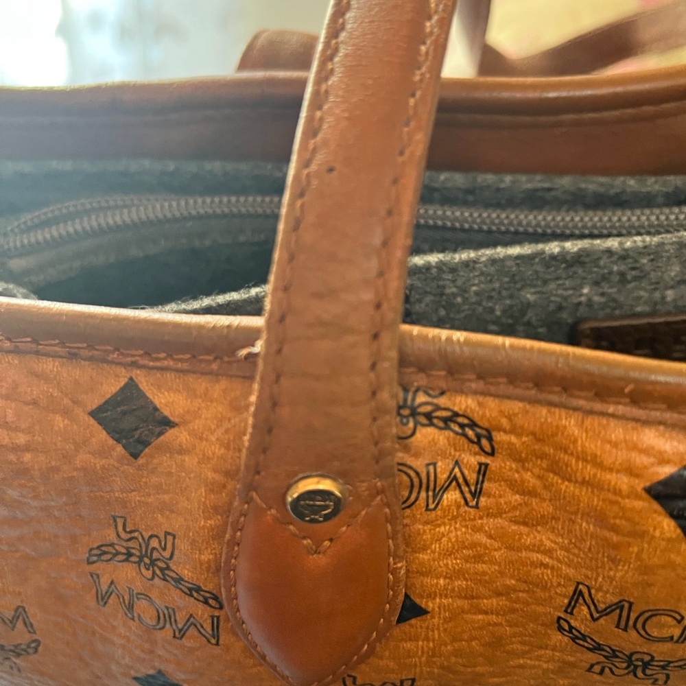 2 for Authentic MCM Cognac Visetos Tote and  new felt organizer - Picture 2 of 15